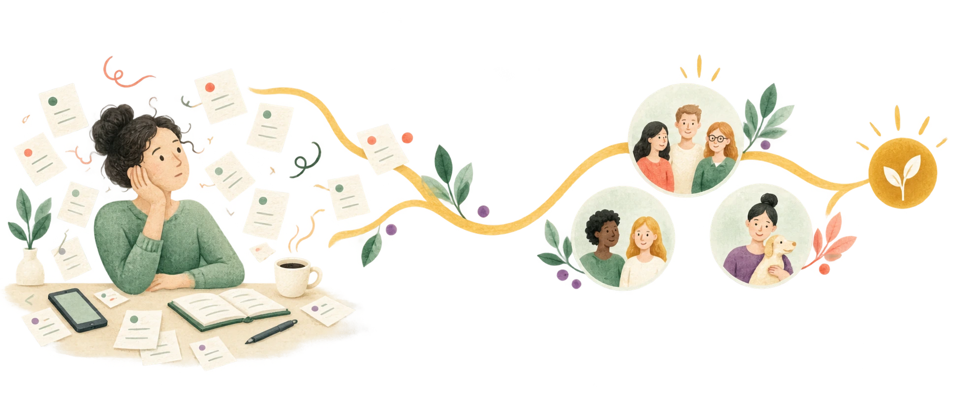 A fundraiser's scattered notes gathering into a clear path toward the people in her care.